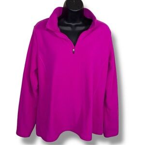 Large Champion Fuchsia Pink/Purple Fleece Jacket Zip Collar Long Sleeve Athletic